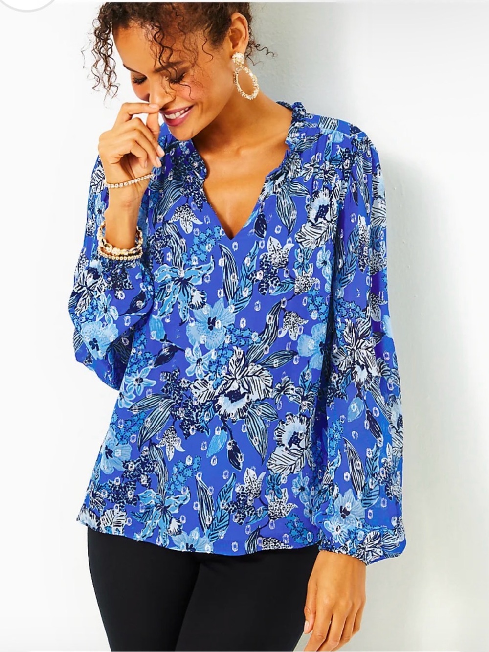 Lilly Pulitzer Giana Long Sleeve Top Alba Blue Cruisin’ Together